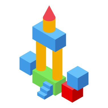 Montessori oyuncak ikonu izometrik vektörü. Akıllı eğitim. Matematik şekli