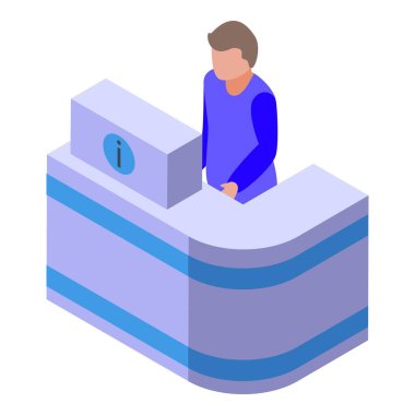 Hastane resepsiyon ikonu izometrik vektörü. Sağlık kliniği. Şehir ambulansı