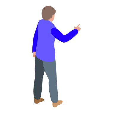 Motivasyon hoparlörü ikon izometrik vektörü. Seminer seyircisi. Konferans dersi