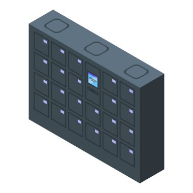 Kişisel servis dağıtım otomat ikonu izometrik vektörü. Ev yemeği. Posta kapısı