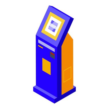 Paket teslimatı kiosk izometrik vektörü. Posta kapısı. Akıllı lojistik