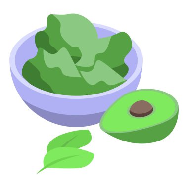 Yemek salatası etkileyicisi ikon izometrik vektörü. Dijital çevrimiçi. Blogger izleyicisi