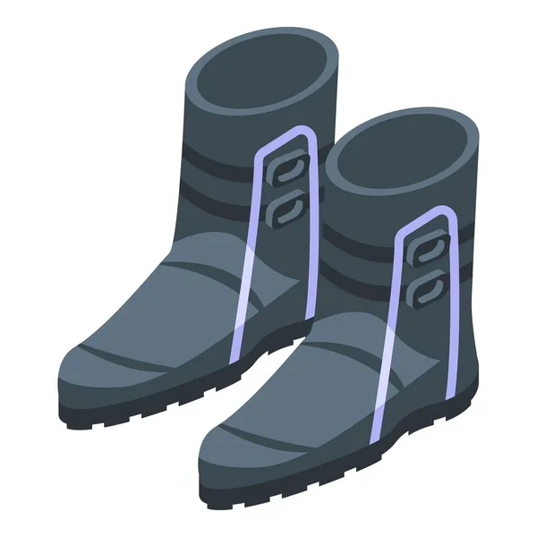 Ice Fishing Boots Icon Isometrický Vektor Zimní Jezero Sněžný Rybář — Stockový vektor