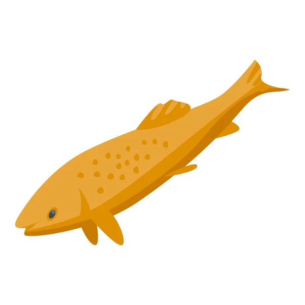 Gold Eis Fisch Symbol Isometrischen Vektor Seebach Winterfischerei — Stockvektor