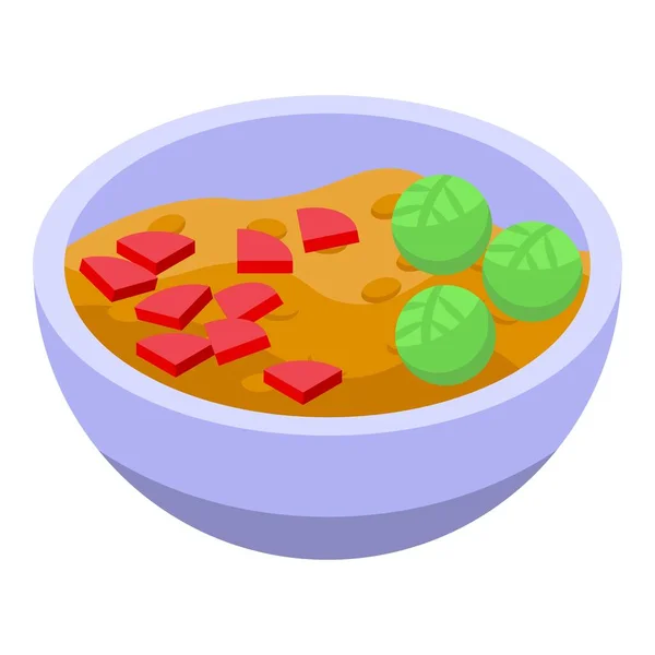 Végétarien Icône Soupe Vecteur Isométrique Alimentation Diététique Cuisinier Végétalien — Image vectorielle