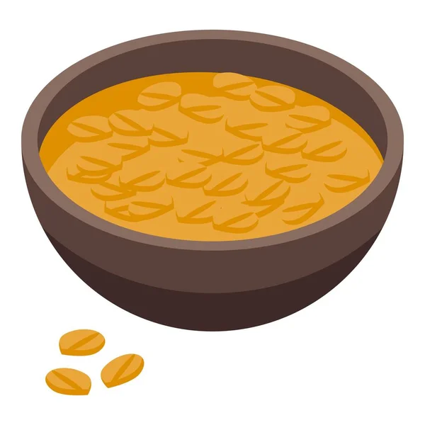 Ikona Ořechové Polévky Izometrický Vektor Vegetariánské Jídlo Dietní Vegan — Stockový vektor