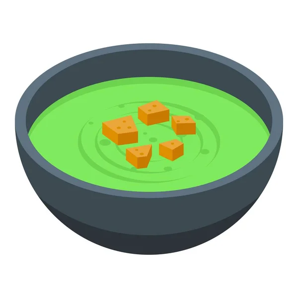 Sopa Verde Ícone Vetor Isométrico Comida Dietética Nutrição Cozinheiro — Vetor de Stock