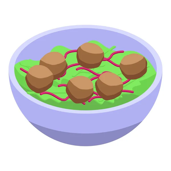 Cook Σαλάτα Μπάλες Εικονίδιο Ισομετρική Διάνυσμα Διατροφή Χορτοφαγία — Διανυσματικό Αρχείο