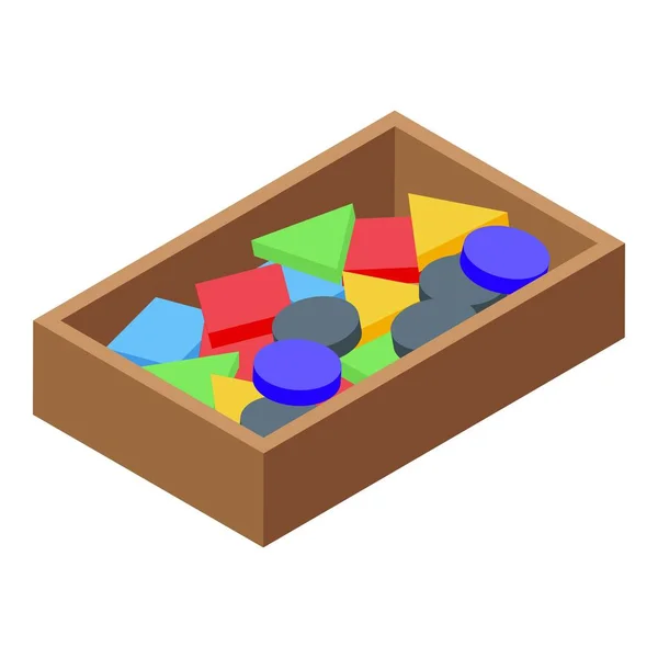 Boîte Jouets Montessori Icône Vecteur Isométrique Éducation Bois Forme Mathématique — Image vectorielle
