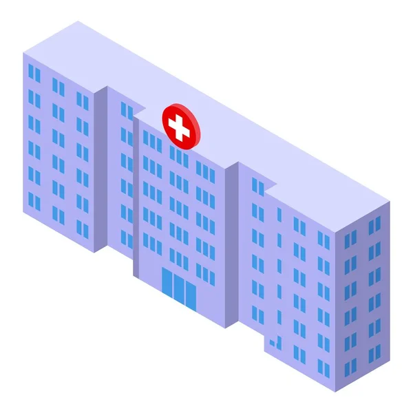 Icône Hospitalière Vecteur Isométrique Immeuble Médical Centre Soins — Image vectorielle