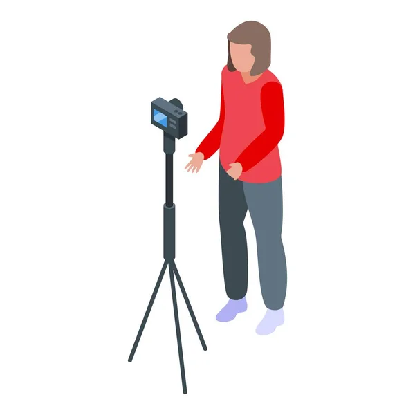 Εικονίδιο Vlogger Κάμερα Ισομετρικό Διάνυσμα Ζωντανό Ρεύμα Κοινωνική Podcast — Διανυσματικό Αρχείο