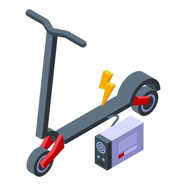 充电的摩托车图标等距矢量 食品交付 — 图库矢量图片