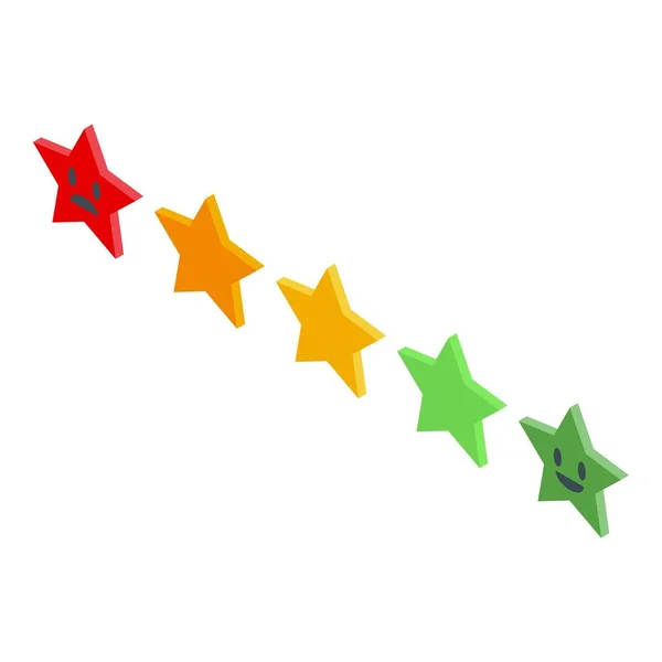 Sterne Zufriedenheitsgrad Symbol Isometrischen Vektor Glücklicher Meter Note Gut — Stockvektor