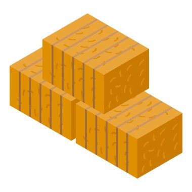 Saman balyası ikon izometrik vektörü. Sonbahar traktörü. Ahır mısırı