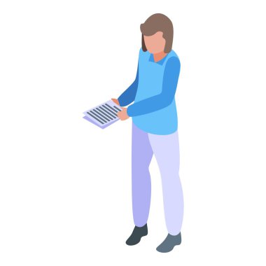 Laboratuvar bilim adamı ikonu izometrik vektörü. Doktor doktor. Sağlık mikroskobu