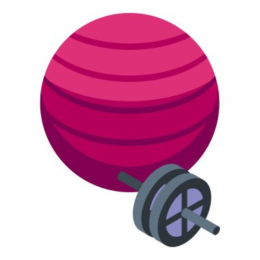 Fitness topu tekerleği ikon izometrik vektörü. Tıbbi tedavi. Sağlık hizmetleri desteği