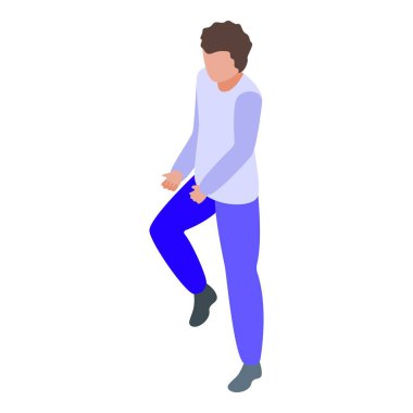 Sabah egzersiz ikonu izometrik vektörü. Tıbbi tedavi. Kalp yardımı.