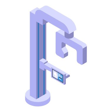 Diş x ışını cihazı ikonu izometrik vektörü. Vücut radyolojisi. Hastane taraması