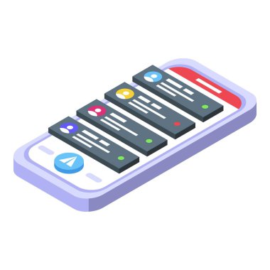 Sosyal medya uygulama ikonu izometrik vektörü. İş telefonu. Ui İnternet