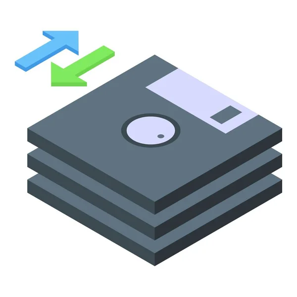 Floppy Disk Data Icon Isometric Vector Cms Development Web Design — Stock Vector