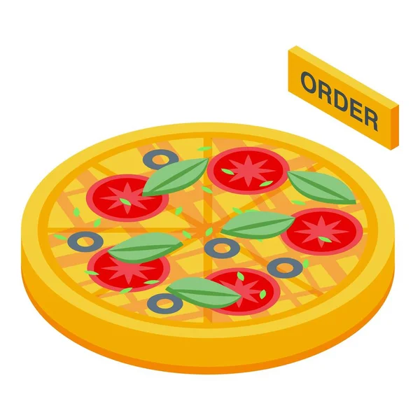 Online Pizza Beställa Ikon Isometrisk Vektor Appen Levererar Måltidsservice — Stock vektor