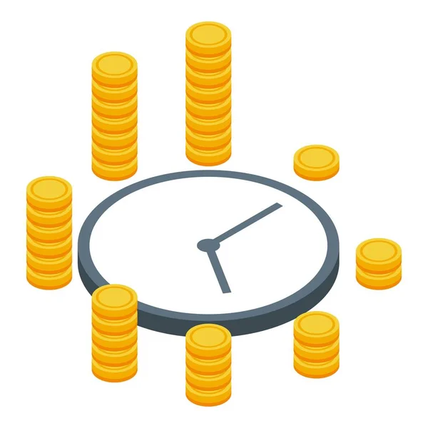 Tiempo Icono Del Dinero Vector Isométrico Ingresos Pasivos Efectivo Laboral — Vector de stock