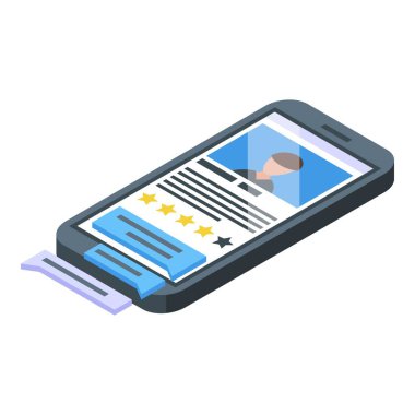 Akıllı telefon eğitimi ikonu izometrik vektörü. Sistem öğrenmesi. Çevrimiçi okul