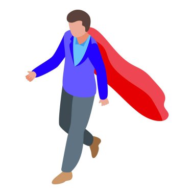 Süper kahraman çabası ikon izometrik vektörü. Aile ile başa çıkmak. Destek becerileri