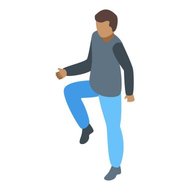 Man Street saldırı ikonu izometrik vektörü. Nefsi müdafaa. Sıkıyönetim