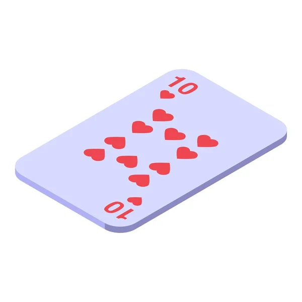 Zehn Spielkarten Symbol Isometrischen Vektor Black Jack Pokerspiel — Stockvektor