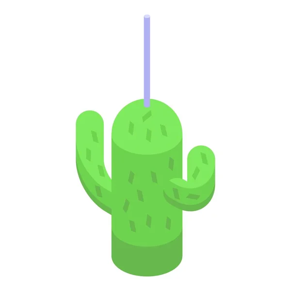 Pinata Mexicaine Vert Cactus Icône Vecteur Isométrique Fête Mexique Carnaval — Image vectorielle