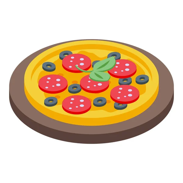 Pizza Symbol Isometrischer Vektor Holzbrett Holzküche — Stockvektor
