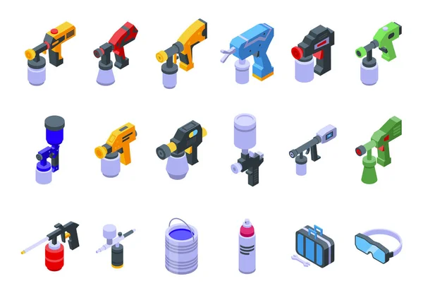 Icons Für Farbsprüher Setzen Isometrischen Vektor Umhüllung Kraftfahrzeugspray — Stockvektor