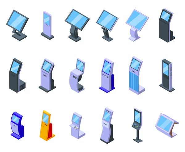 Los Iconos Pantalla Táctil Establecen Vector Isométrico Sistema Telefónico Mano — Vector de stock