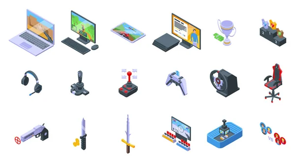 Stock vector E-sports icons set isometric vector. Game computer. Console controller