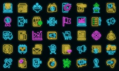 Promosyon simgeleri ana hatları belirler. Fiyat indirimi İndirimli etiket vektörü neon