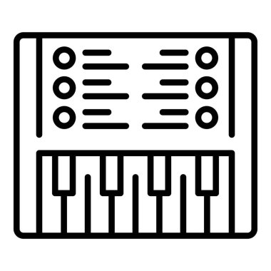 Piyano sentezleyici ikon ana hatları vektörü. Elektronik alet. Müzik klavyesi