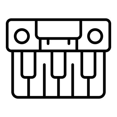 Elektronik sentezleyici ikon ana hatları vektörü. Ses cihazı. Konser müziği