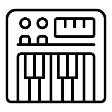 Elektronik sentezleyici ikon ana hatları vektörü. DJ piyanosu. Ses aygıtı
