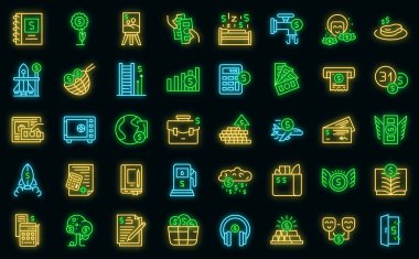 Mali özgürlük ikonu ana hat vektörü. Zenginlik giderleri. Zengin para vektörü neon