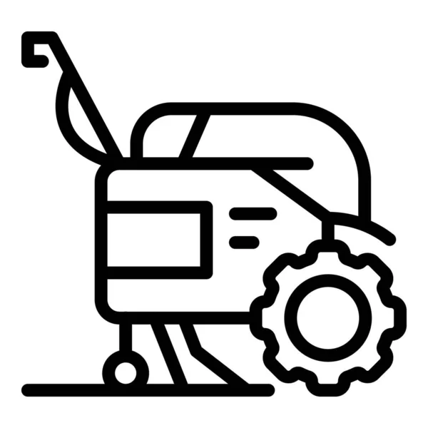 Makine Çekici Ikon Ana Hatları Vektörü Çiftlik Işçisi Çim Makineleri — Stok Vektör