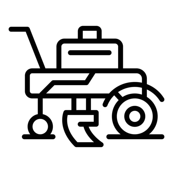 Eski Ekili Ikon Ana Hatları Vektörü Çiftlik Makinesi Çim Biçme — Stok Vektör
