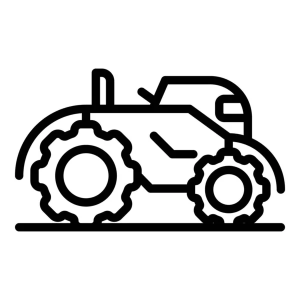 农场钢制拖拉机图标矢量轮廓 农业设备 农民联合 — 图库矢量图片