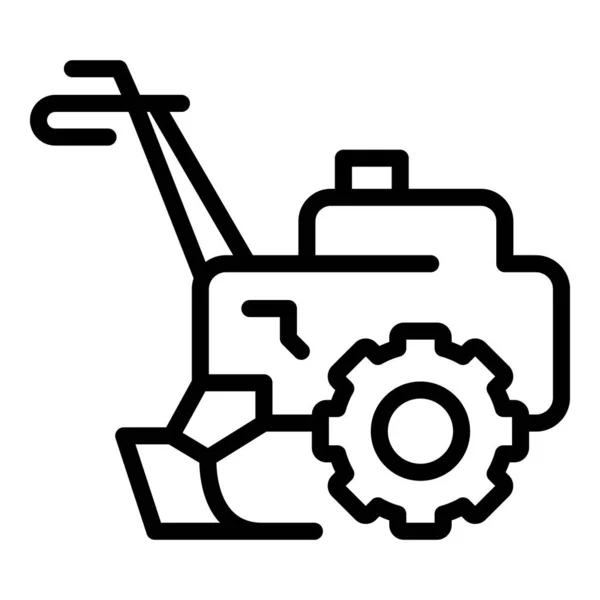 Multiculteur Icône Contour Vecteur Machine Agricole Tondeuse Combiner — Image vectorielle