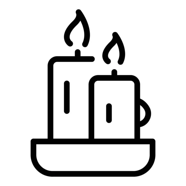 燃烧蜡烛图标轮廓矢量 香味奶油 蜡烛蜡 — 图库矢量图片