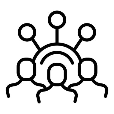 İş grubu simgesi ana hatları vektörü. Mesai saati. Şirket görevi