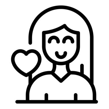 Mutlu kadın ikon ana hatları vektörü. Akıl sağlığı. Zihinsel sakinlik