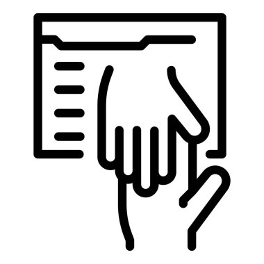 Çevrimiçi para simgesi ana hatları vektörüne yardım et. Cüzdan parası. Oturma