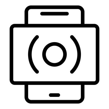 Dokunma noktası simgesi ana hat vektörü. Dijital ekran. Uygulama eli