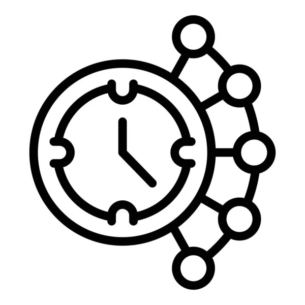 タスク時間アイコンアウトラインベクトル チーム カンパニー 時計の仕事 — ストックベクタ